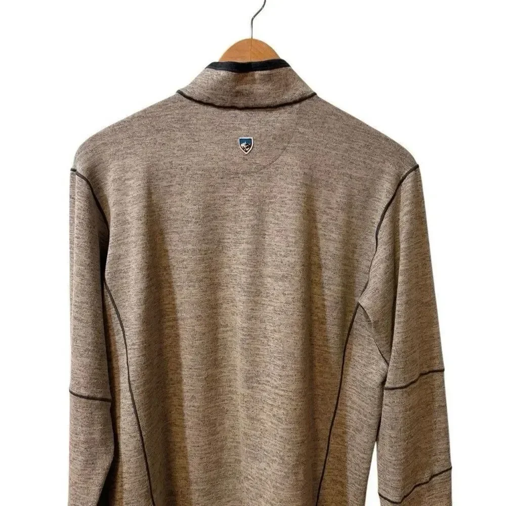 Kuhl Mens Ryder Sweater L Beige 1/4 Zip Pullover Thumbholes Running Hike